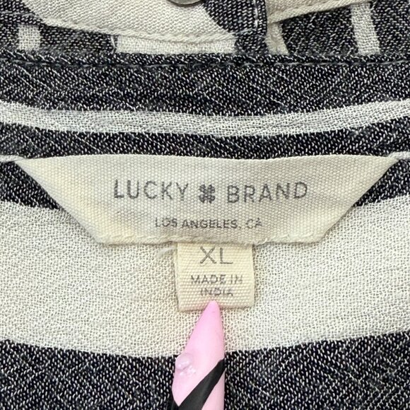Lucky Brand Stripe Long Sleeve Button Down Shirt Women XL Gray White - Picture 5 of 10